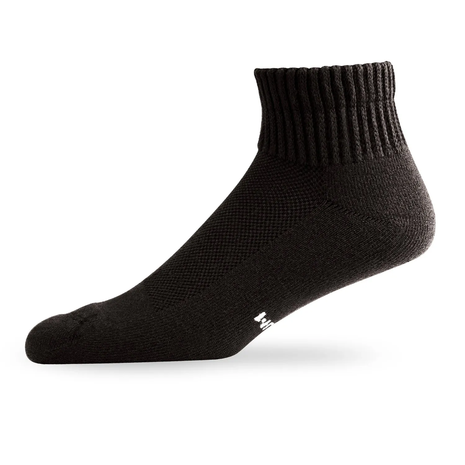 Overstuffed laundry basket with worn diabetic sock among regular socks