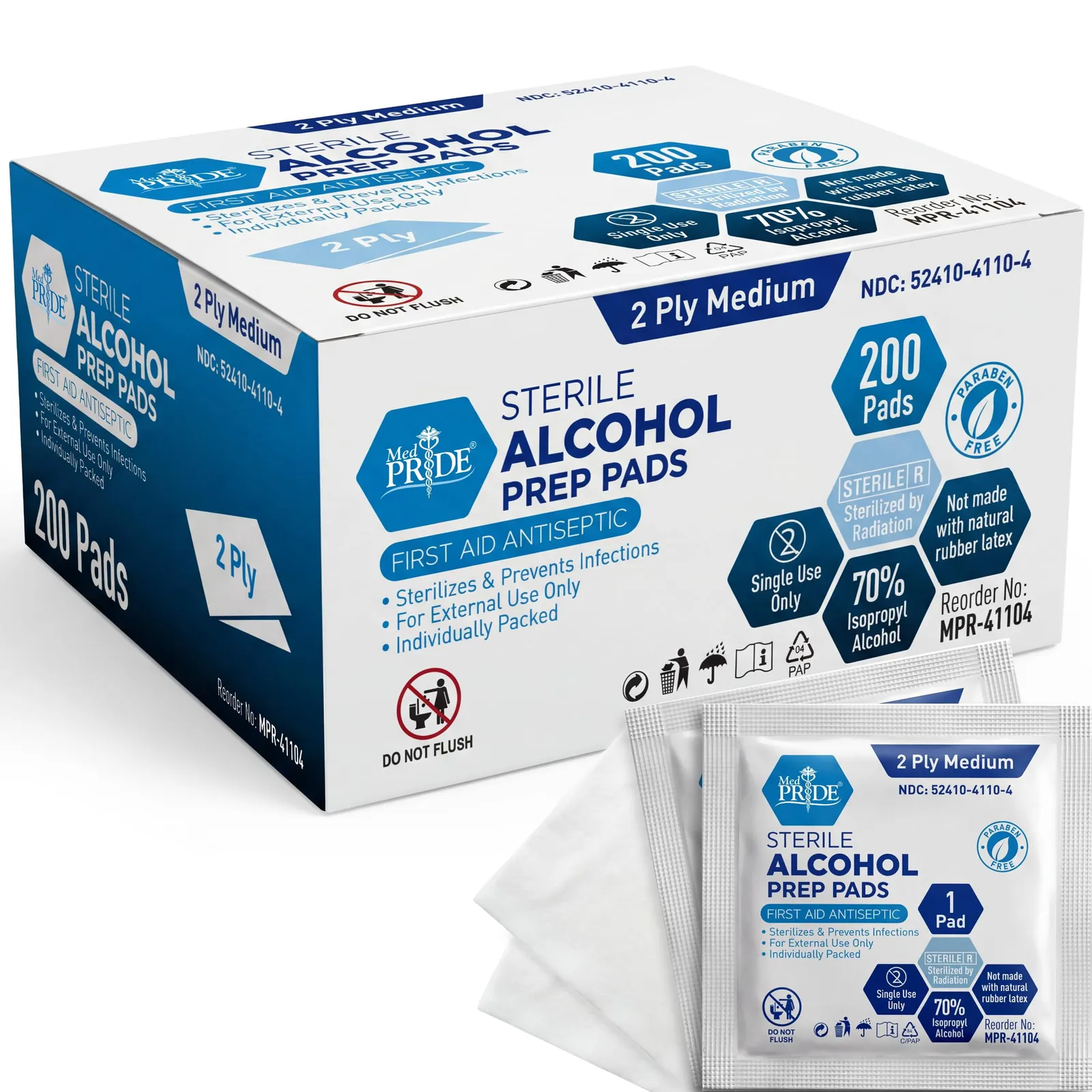 Person with diabetes using alcohol prep pads before blood sugar testing
